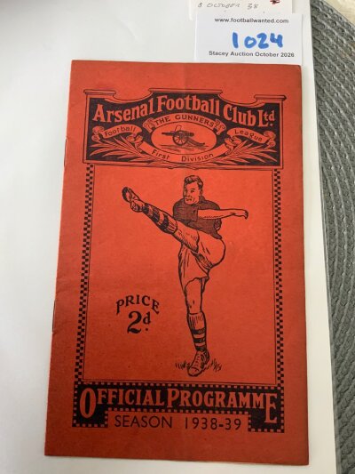 38/39 Arsenal v Grimsby Town Football Programme: Excellent condition league programme with no team changes.