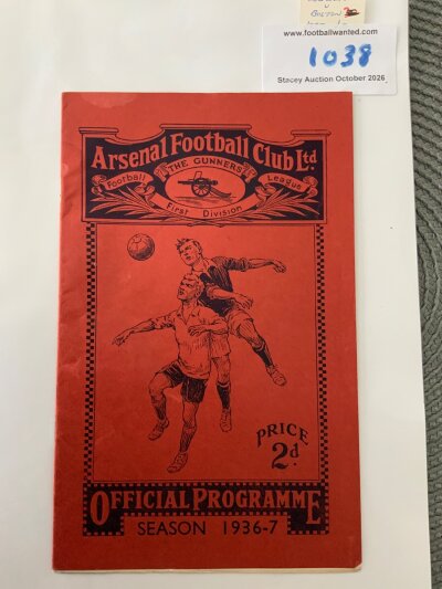 36/37 Arsenal v Bolton Football Programme: Excellent condition league programme with no team changes. Score written to team page and season ticket application form still attached inside.