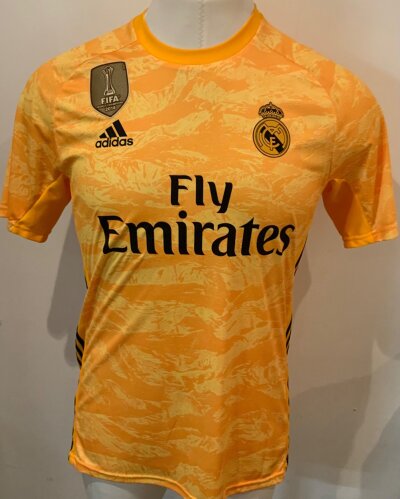 Real Madrid 2019 - 2020 Match Worn Football Shirt: Yellow short sleeve goalkeepers shirt with number 1 to rear. Worn by Navas  v Tottenham in the Asia Cup semifinal on 30 July 2019,