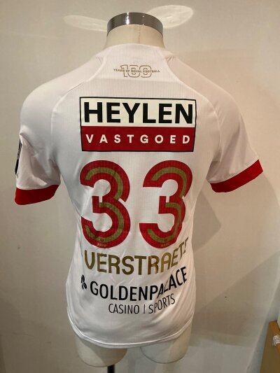 Antwerp 2020 - 2021 Match Prepared  Football Shirt: Jako short sleeve white away shirt with number 33 L Verstraete to rear. Excellent condition. Belgian Pro League badge to left arm.