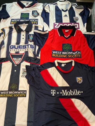 West Brom Football Shirt Collection: All adult sizes in good condition from various seasons. (11)