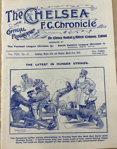 1912 - 1913 Chelsea v Blackburn + Croydon Common Football Programme: Ex bound volume with no team changes for the matches on 29+31 March 1913.
