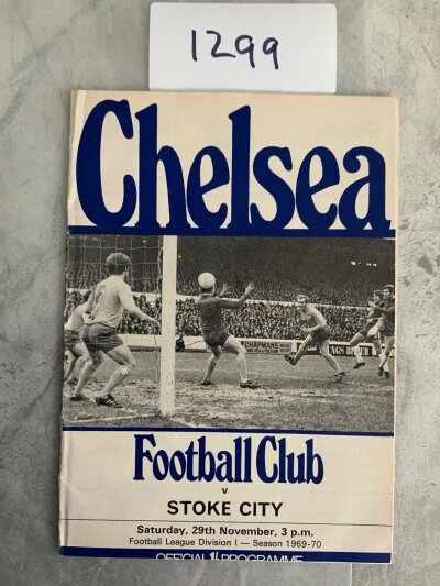 69/70 Chelsea v Stoke City Postponed Football Programme: Rare ex bound programme dated 29 11 1969. Very good with no team changes.