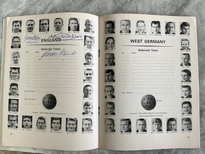England 1966 World Cup Final Signed Football Programme: Official England v West Germany programme signed on England team page by J Charlton Cohen and Banks.