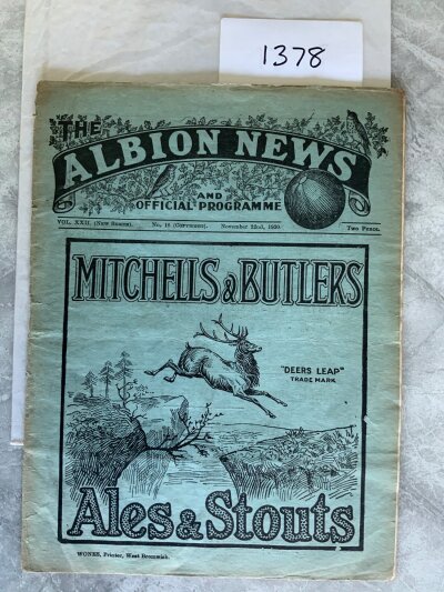 1930 - 1931 West Brom v Tottenham Football Programme: Division 1 match programme in fair condition with no team changes. Wear and tears to spine.