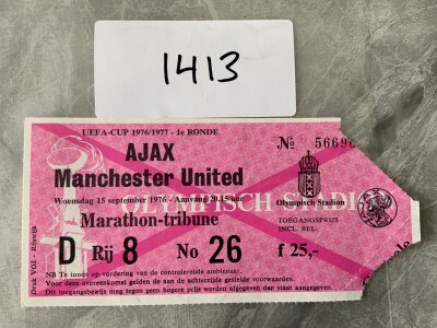 1976 Ajax v Manchester United Football Ticket: UEFA Cup match dated 15 9 1976 in good condition with both pieces torn off for entry.