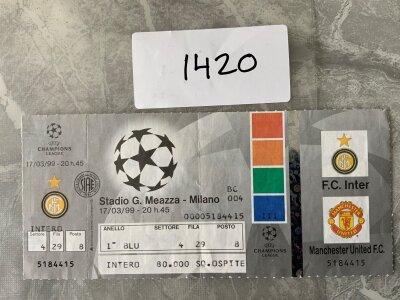 1999 Juventus v Manchester United Football Ticket: Champions League match dated 17 3 1999 in good condition with light fold from treble season.