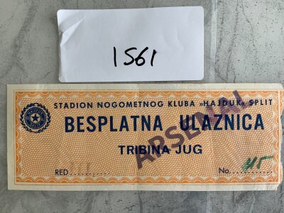 78/79 Hajduk Split v Arsenal Football Ticket: UEFA Cup ticket in very good condition with lightest fold.
