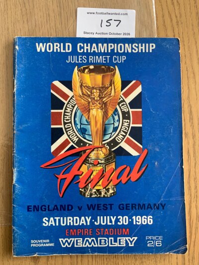 1966 World Cup Final Football Programme: Original programme with England team filled in to team page.  Creasing.