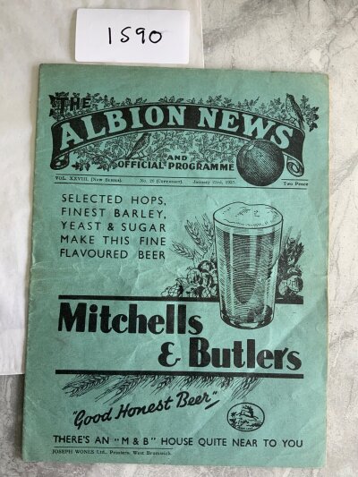 36/37 West Brom v Chelsea Football Programme: Good condition league programme with no team changes.