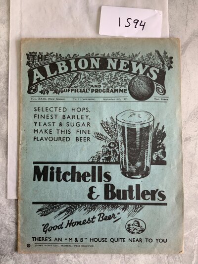 37/38 West Brom v Chelsea Football Programme: Good condition league programme with no team changes. Tiny bit of wear to spine.