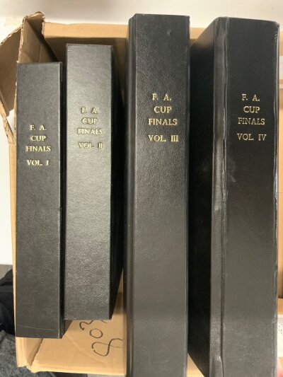FA Cup Final Football Programme Collection: A complete run from 1951 to 2006 in very good condition with replays included. Housed in 4 handmade binders. C/W 1949 final also and a run of FA handbooks from 49/50 to 74/75. (2 boxes)