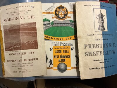 Big Match Football Programmes: Includes finals and semi finals for FA Cup, League Cup, Trophy, Vase. 16 folders with minor cup finals, testimonials and amateur internationals and more. 2 boxes with instructions to sell.