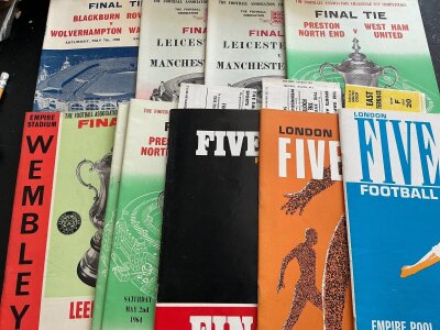 Big Match Football Programmes: 14 FA Cup finals from 1960 with European finals, Internationals, 5 a Sides and much more occasionally with the odd ticket. There are also menus, badges, Charles Buchan magazines and even some speedway programmes. Worth a look.