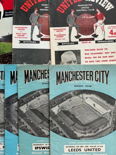 1960s Football Programmes: Wide variety of teams with every programme listed by vendor for easy inspection. There are 27 from the 50s including Torquay v 52/53 Exeter, 55/56 Brentford, 56/57 Newport 57/58 Exeter, 52/53 Plymouth v Barnsley, 56/57 Kilmarnock v Airdrieonians. There are 350 from the 60s and additionally a few more modern. Good. (Est 400)