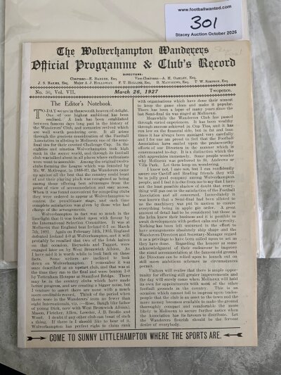 1927 FA Cup Semi Final Football Programme: Cardiff City v Reading played at Wolves. Ex bound without covers.