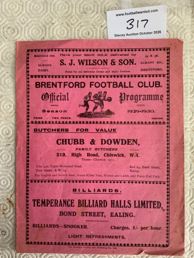 1929 - 1930 Brentford v Newport County Football Programme: Good condition league programme with no team changes.