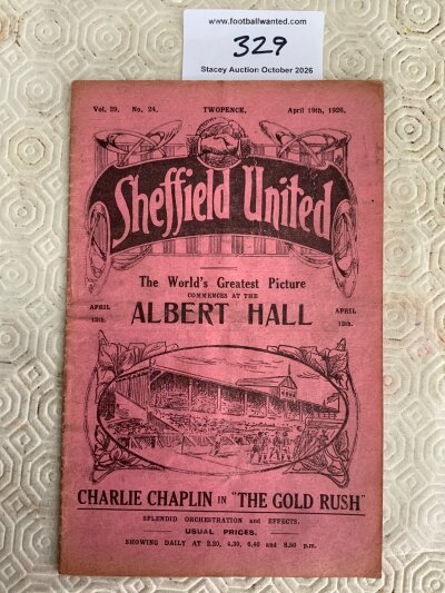 1925 - 1926 Sheffield United v Burnley Football Programme: Very good condition 16 pager with no team changes.