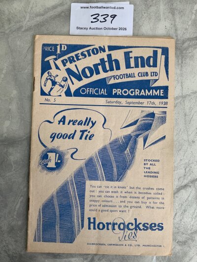 38/39 Preston v Middlesbrough Football Programme: Very good condition league match with no team changes.