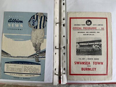 Burnley 59/60 Champions Football Programme Collection: First division champions programmes with all homes and only one away (Everton) missing. C/W FA Cup and the Charity Shield from August 1960 v Wolves. Very good condition displayed in collectors folder. (51)