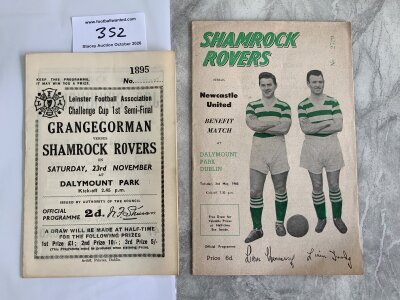 Shamrock Rovers Football Programmes: 46/47 semi final v Grangegorman and home benefit match v Newcastle 59/60. Very good. (2)