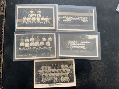 Tottenham Pre War Football Postcard Team Groups: Made by Crawford for seasons 1920, 1921, 1924/25 1926/27, 1932/33. Good. (5)