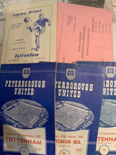 Tottenham Away Reserve + Youth Home Football Programmes: From the 60s onwards although majority are more modern. Wads of aways kept in away team packets. Very good condition with large duplication. Must view box with thousands of programmes.