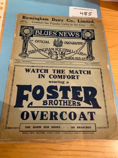 1923 - 1924 Birmingham City v West Ham Football Programme: Good condition league match with no team changes although score written to team page. Tiny repair on spine.