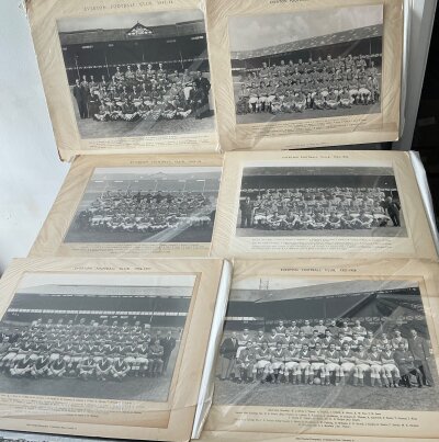 Everton Team Group Press Photos: Official 15 x 12 boardroom mounted team groups for 47/48 49/50 52/53 54/55 56/57 57/58. C/W smaller boardroom photo of 64/65 Youth Cup winners, press photo from 1955, 59/51 unstamped, Cup finalists 1966 and a further photo on card. Originally from club. (11)