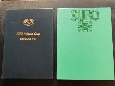 FIFA 1986 World Cup Report VIP Edition Football Book + More:  Quality black calf skin bound version with gold sterling embossing of which there were only 100 made. This was number 30 and awarded to FA and UEFA member Bert Millichip. World Cup Reports are hard to obtain but this is incredibly rare. C/W Euro 88 cup report football book which was awarded to Bert Millichip and not available to the public. (2)