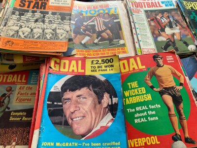 Football Magazine Collection: Quantity of magazines from the 50s 60s and 70s mainly in good condition. Includes around 80 Charles Buchan, 80 Goals, 50 Soccer Star plus Football Monthly, Sporting Mirror, Shoot and many more including cup final specials. Many hundreds.