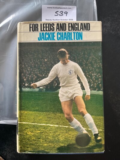 Jack Charlton Leeds + England Signed Football Book: Book named For Leeds + England. Very good condition Stanley Paul book with dust jacket and undedicated autograph.