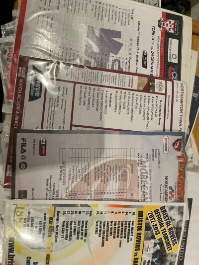 Dagenham and Redbridge Football Teamsheets: Large quantity of home and away sheets mainly from the 2000’s.