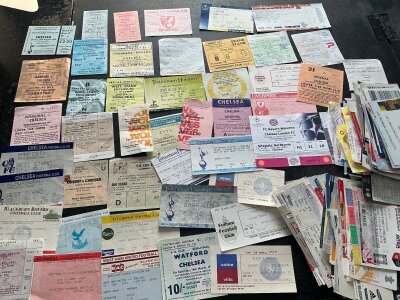 Chelsea Football Tickets: Large quantity from the late 60s onwards in good condition. Includes aways at 69/70 77/78 78/79 Arsenal, 77/78 Liverpool, Orient FA Cup. Homes include 69/70 West Brom, 71/72 Arsenal. Lots from the millennium including many European homes. (est 400)
