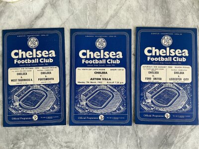 59/60 Chelsea Youth Cup Football Programmes: Home matches v Ford United score written inside, West Thurrock and Aston Villa. All excellent. (3)