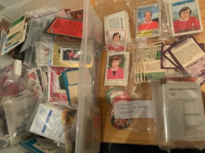 Football Card Box: Many different makers with many Panini plus Topps and many more. No complete sets but cards are bagged into their own sets. (est 2000)