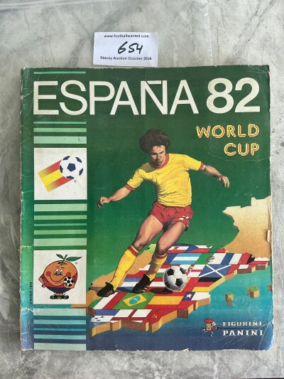 Panini Spain 1982 World Cup Complete Football Sticker Album: Autographs on England page of Keegan Brooking Hoddle Robson and Thompson. No writing inside other than autographs. There is a tear on spine that runs throughout the complete album. Fair.