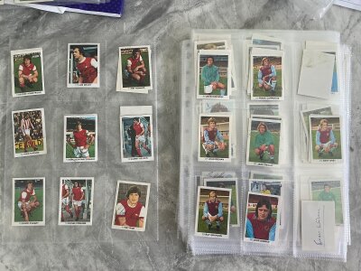 FKS Soccer Stars 77/78 Signed Football Cards: Personally collected by vendor over many years. Nearly 400 stickers in the set and we are informed it has 4 missing to complete. Apart from some team groups these are individual player stickers with around 350 being signed. Some stickers have been previously stuck down.