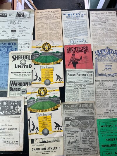 1940s Football Programmes: From 44/45 to 49/50 to include homes of Birmingham Aston Villa Blackpool Everton Newcastle Swansea Wolves and more. (16)