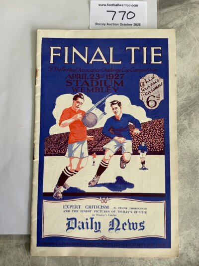 1927 FA Cup Final Football Programme: Arsenal v Cardiff City which is in excellent condition with no team changes. Rusty staples holding firm.