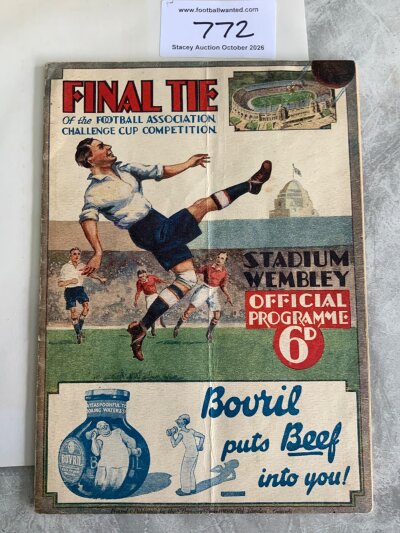 1932 FA Cup Final Football Programme: Arsenal v Newcastle United with fold, no team changes and overall very good.