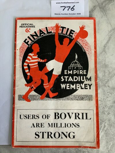 1934 FA Cup Final Football Programme: Manchester City v Portsmouth in very good condition with no team changes. Staples beginning to rust.