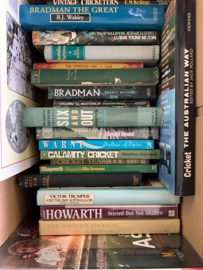 Cricket + Boxing Book Collection: Quantiy of books to include a signed undedicated autobiography of Henry Cooper and Alistair Cook. Over 40 books with instructions to sell. (2 boxes)