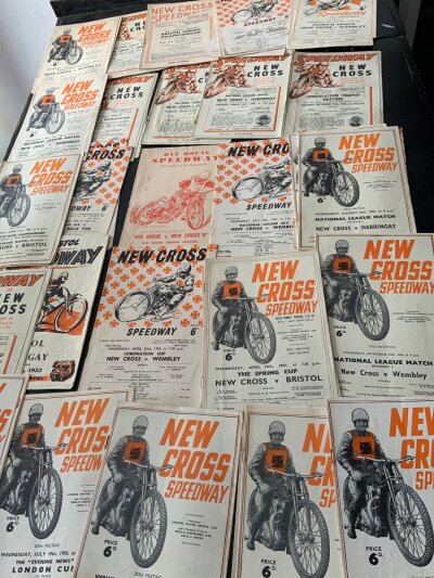 New Cross Speedway Programmes: Around 60 from the 1946  to 1952 with a couple newer in good condition with duplication. (60+)