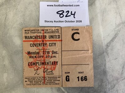71/72 Manchester United v Coventry City Football Ticket: Good condition league ticket with fold.