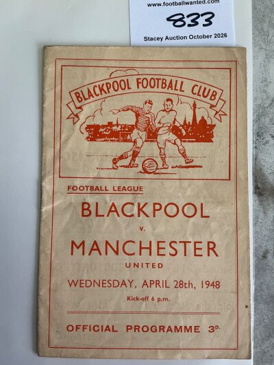 47/48 Blackpool v Manchester United Football Programme: Very good condition league programme with pencilled team changes.