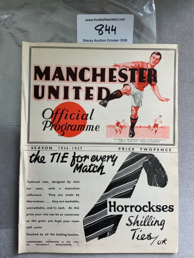 1936 - 1937 Manchester United v Sheffield Wednesday Football Programme: Excellent condition ex bound with covers division one programme with no writing.