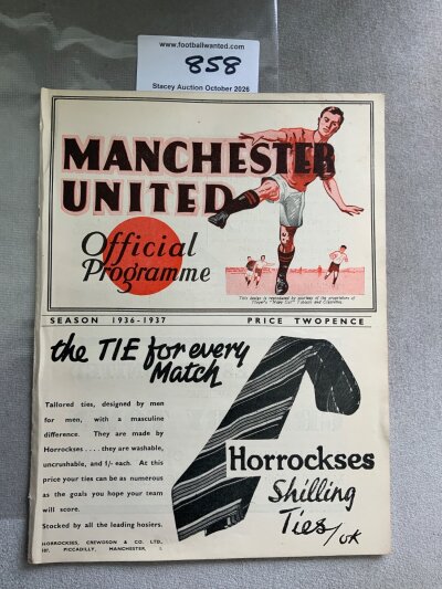 1936 - 1937 Manchester United v Stoke City Football Programme: Excellent condition ex bound with covers division one programme with no writing.