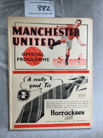 1938 - 1939 Manchester United v Leicester City Football Programme: Very good condition ex bound with covers division one programme with no team changes.
