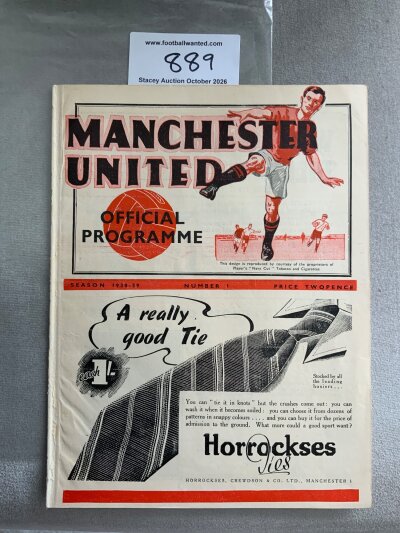 1938 - 1939 Manchester United v Bolton Wanderers Football Programme: Very good condition ex bound with covers division one programme with no team changes.